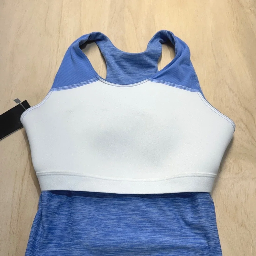 Adidas Girls XL 16 Melange Athletic Training Tank Top Blue Heather Tight Fit NEW